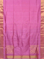 Baby Pink Uppada Silk Handloom Saree with Corner Mango Pallu Design - Global Threads