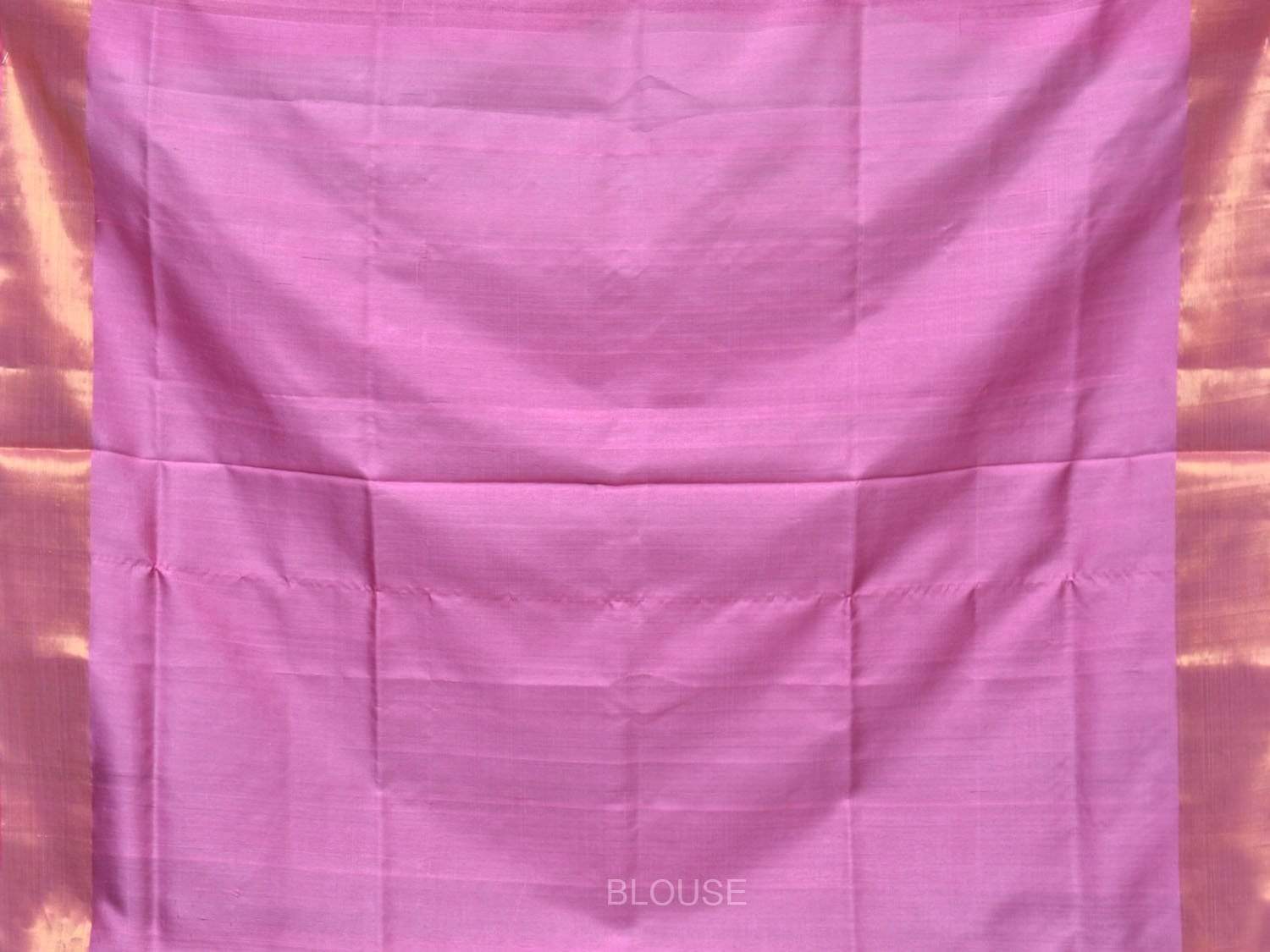 Baby Pink Uppada Silk Handloom Saree with Corner Mango Pallu Design - Global Threads