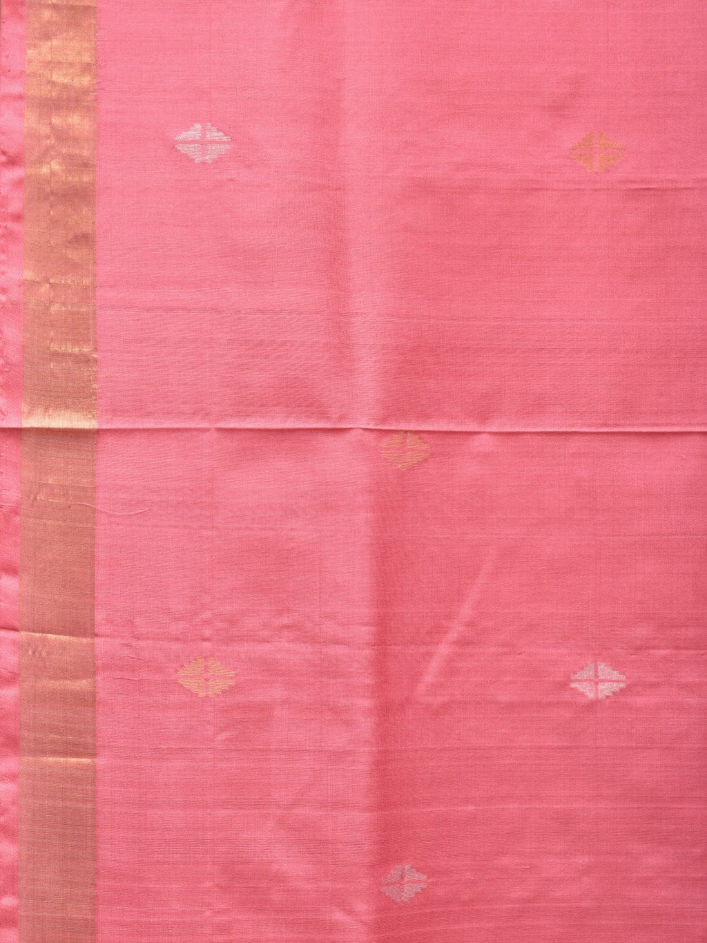Baby Pink Uppada Silk Handloom Saree with Mango Pallu Design - Global Threads
