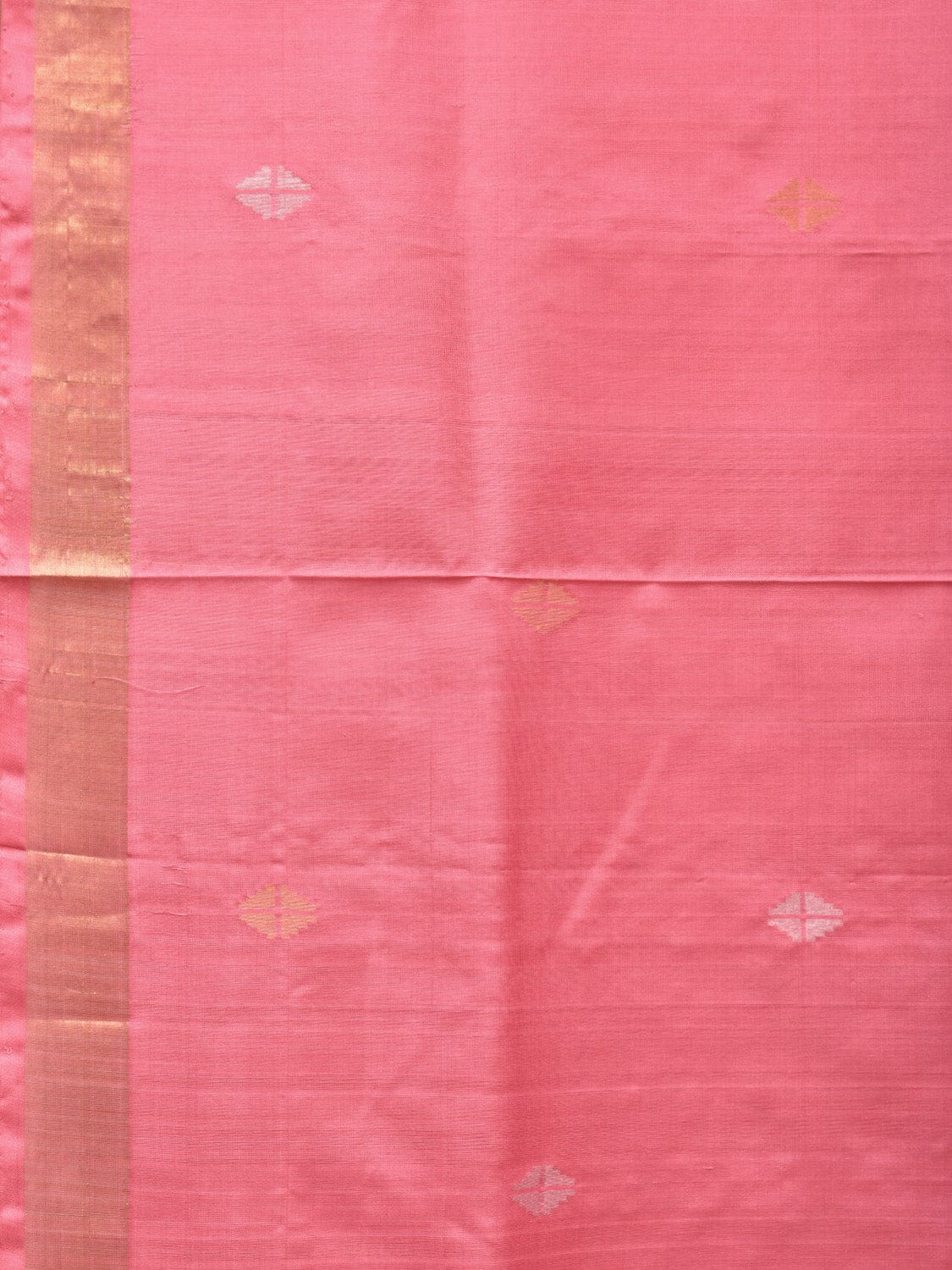 Baby Pink Uppada Silk Handloom Saree with Mango Pallu Design - Global Threads