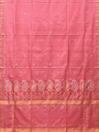 Baby Pink Uppada Silk Handloom Saree with Mango Pallu Design - Global Threads