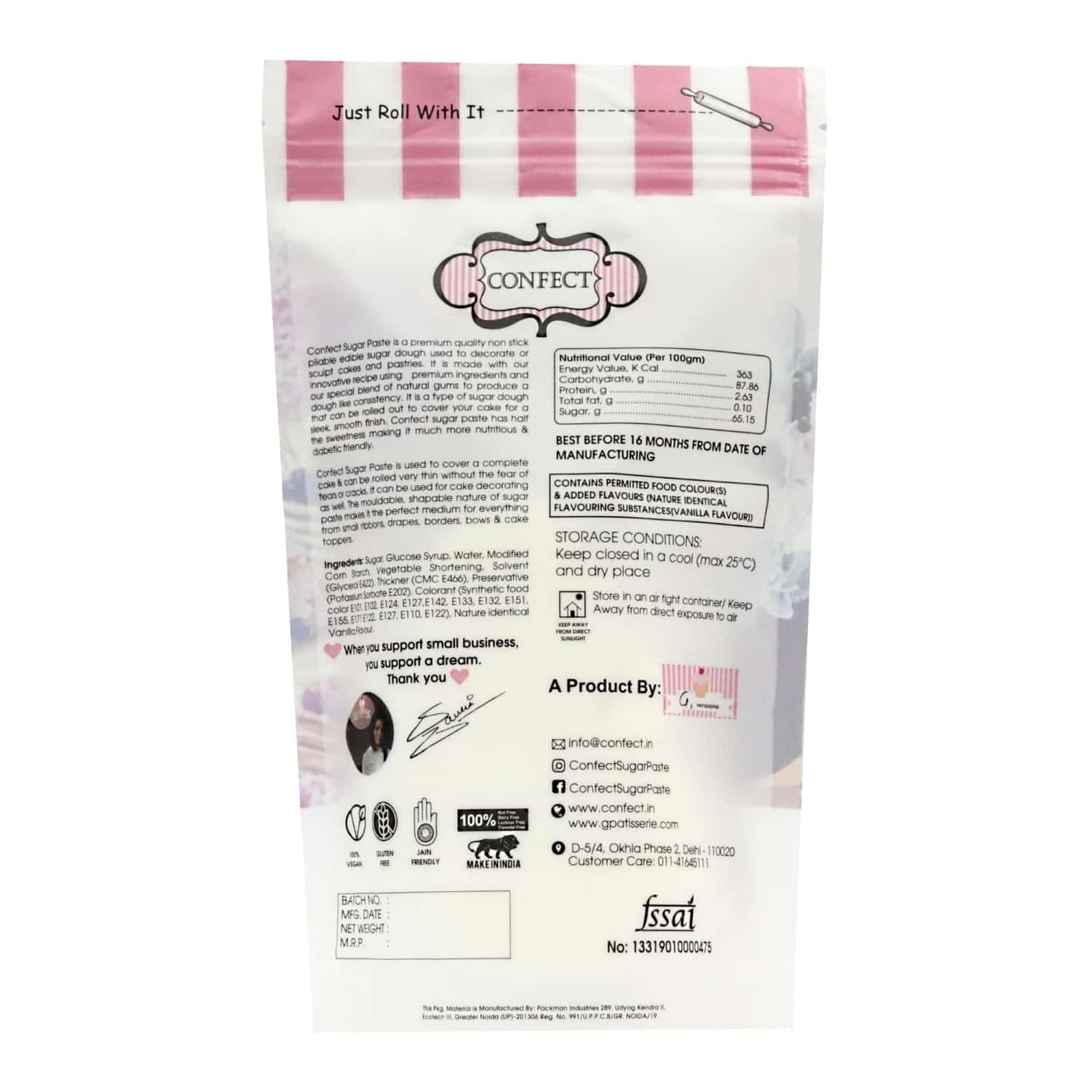 confect peach nutritional sugarpaste 250 gms