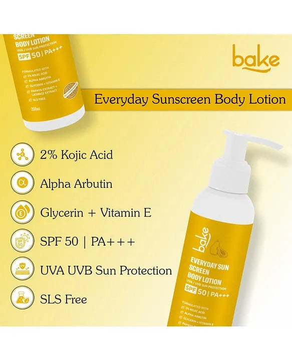 Bake Everyday Sunscreen Body Lotion SPF 50 PA+++ - Distacart