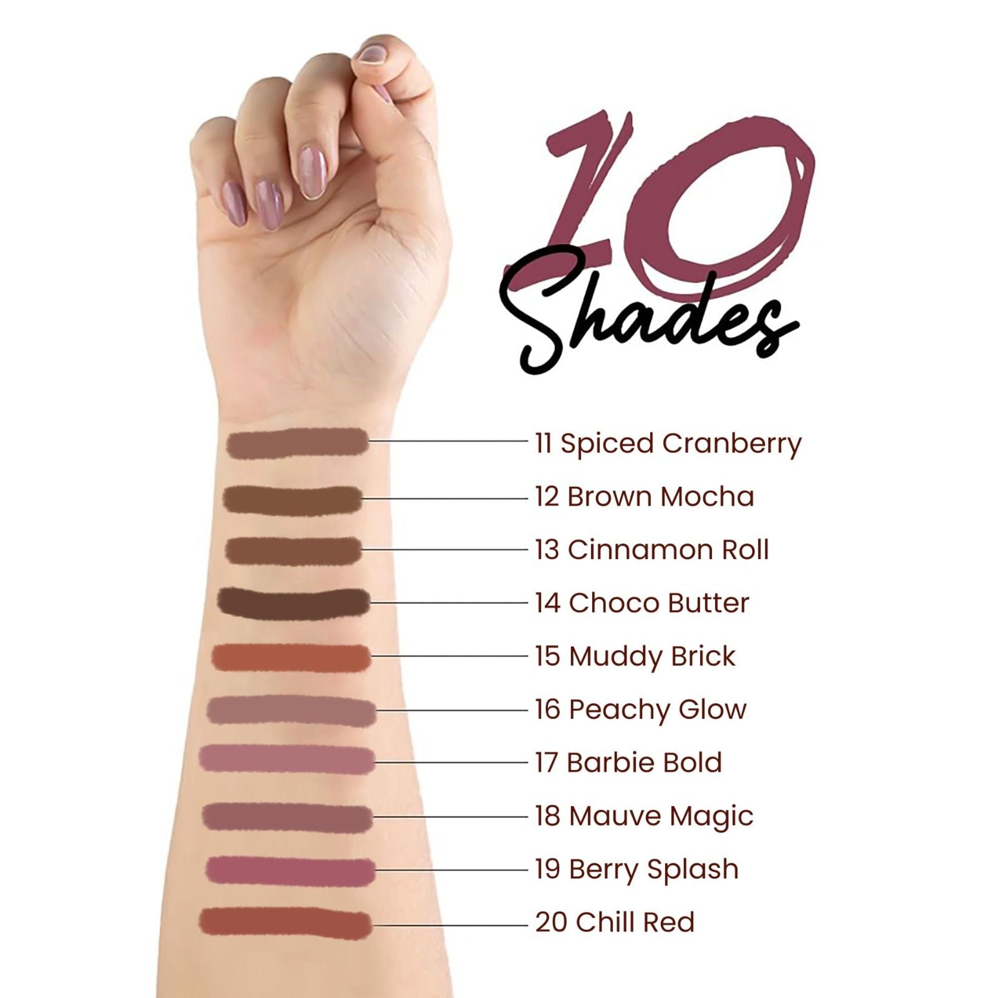 MARS Cosmetics Matte Lip Liner Pack of 10 - Set B - Distacart