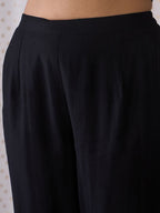 Indo Era Black Floral Embroidered Thread Work Kurta with Trousers & Dupatta - Distacart