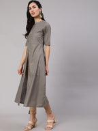 Aks Ethnic Motifs Printed High Slit Fusion Kurta