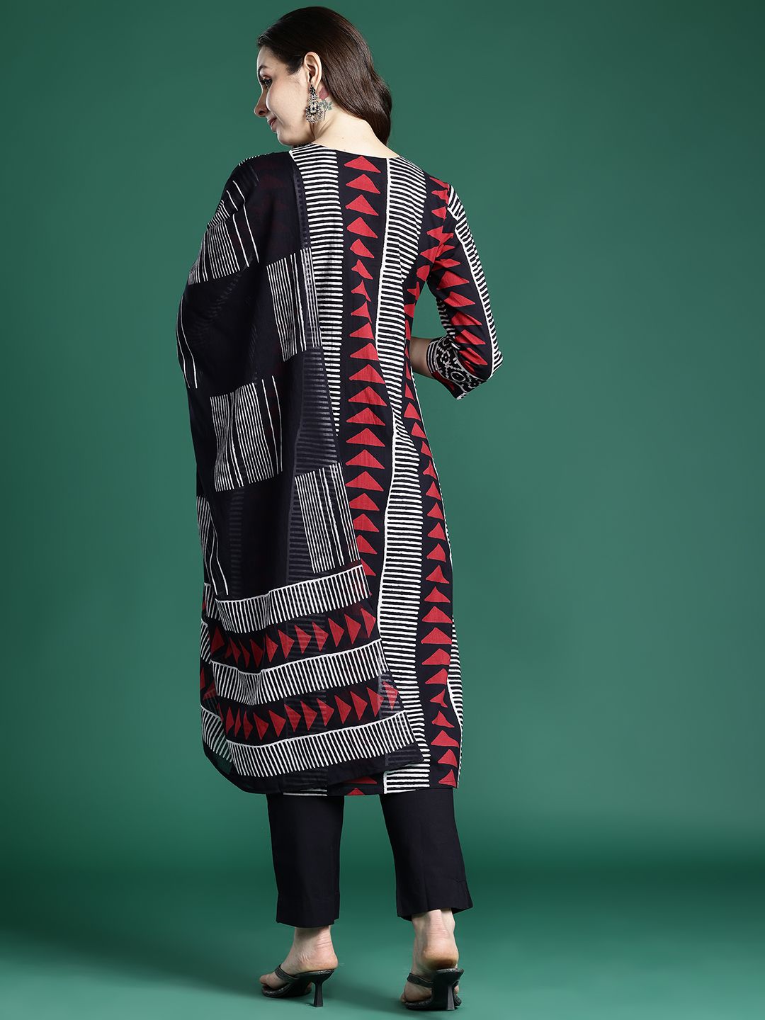 Indo Era Printed Regular Thread Work Pure Cotton Kurta with Trousers & With Dupatta - Distacart