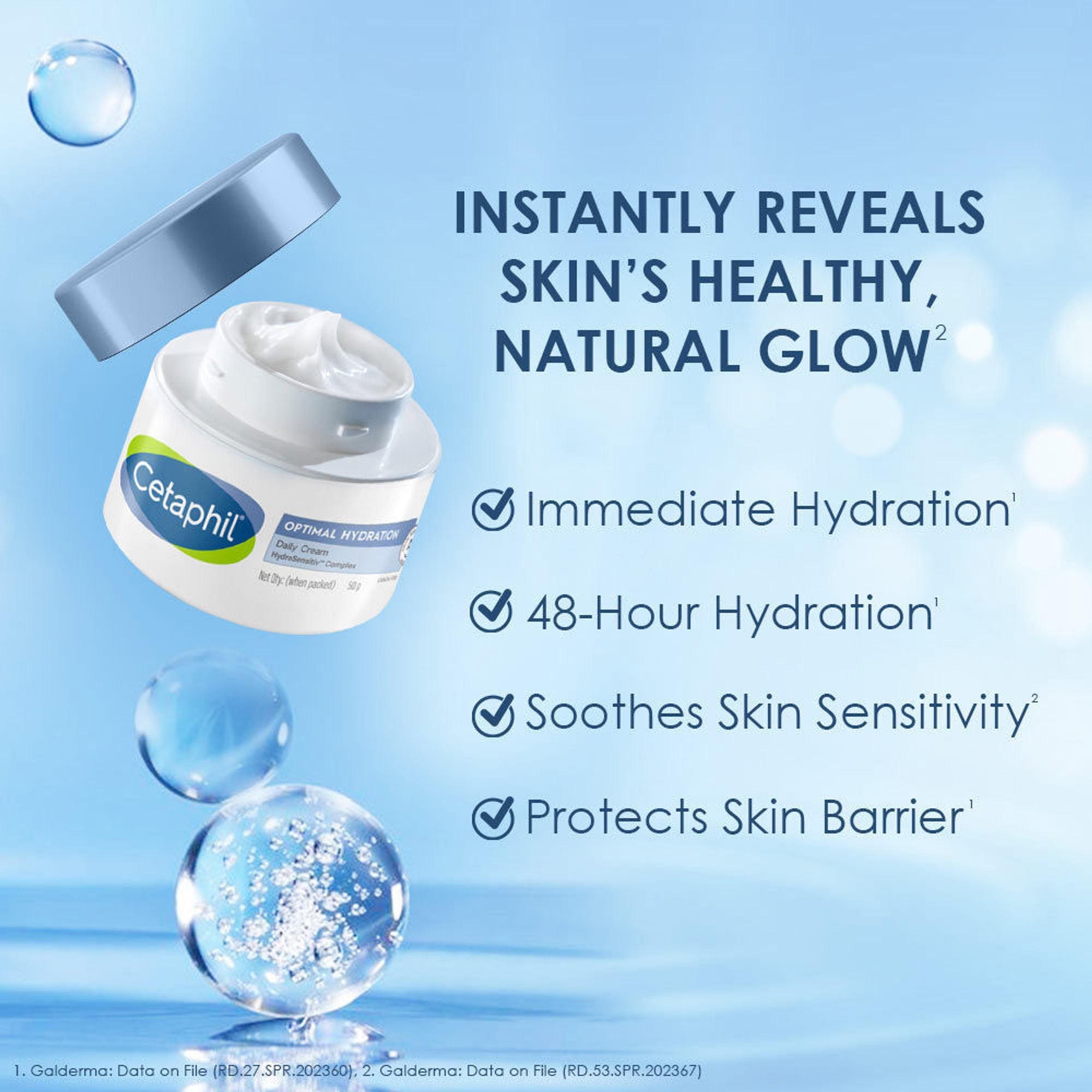 Cetaphil Optimal Hydration Daily Cream, Lightweight, Skin Barrier Protection with Hyaluronic Acid