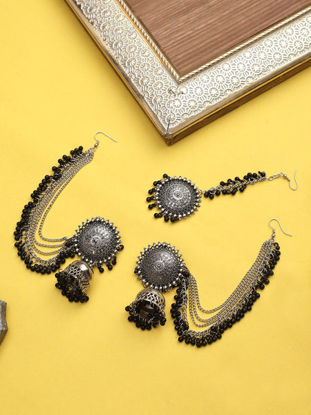 Cardinal Black Oxidised Maang Tikka Set