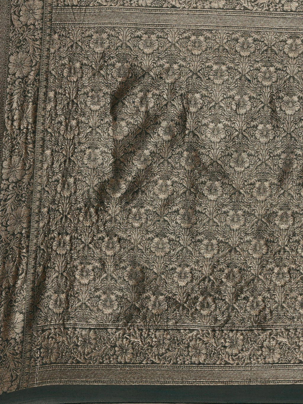 Saree Mall Green Floral Linen Blend Banarasi Saree - Distacart
