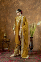 Teeya Creation Yellow Color Velvet Silk Embroidery Work Party Wear Suit - Distacart