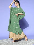 Janasya Green Geometric New Age Kaftan Kurta - Distacart