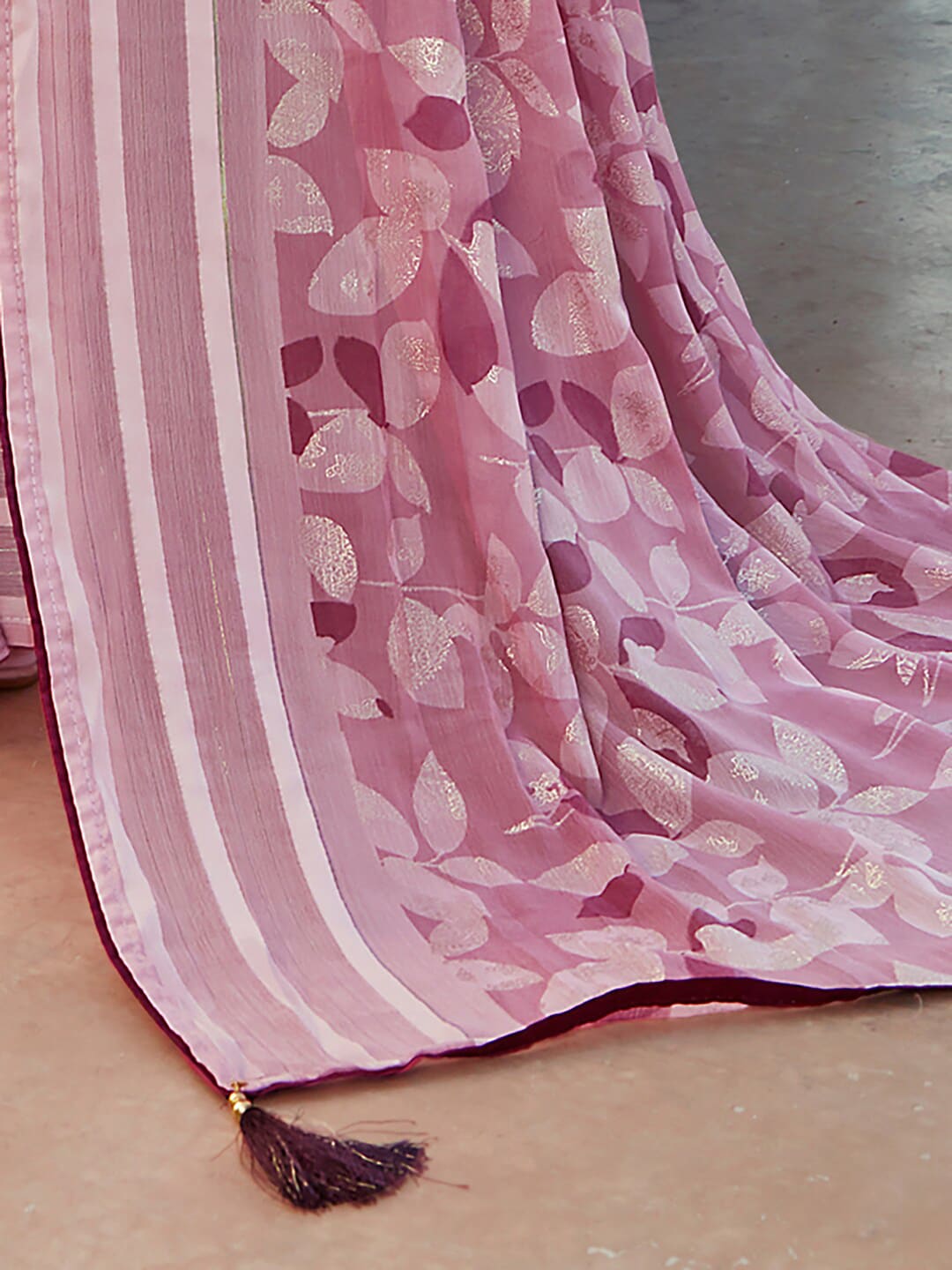 Saree Mall Floral Printed Pure Chiffon Block Print Saree - Distacart