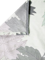 Home Sizzler White & Green Floral 210 TC Bedsheet with Pillow Covers