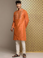House of Pataudi Jashn Ethnic Motifs Yoke Design Sequinned Kurta
