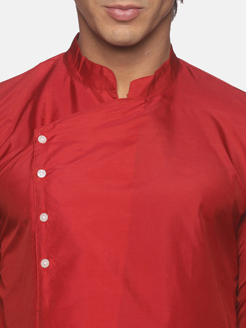 Sethukrishna Men Maroon Angrakha Kurta with Pyjamas - Distacart
