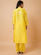 HOUSE OF KARI Floral Embroidered Chanderi Silk Chikankari Kurta
