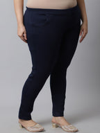 TAG 7 Women Plus size Navy Blue Solid Ankle-length Leggings