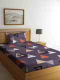 Home Sizzler Grey & White Geometric 144 TC Single Bedsheet with 1 Pillow Covers - Distacart