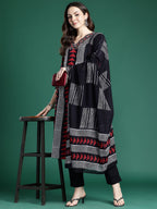 Indo Era Printed Regular Thread Work Pure Cotton Kurta with Trousers & With Dupatta - Distacart
