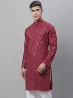 Sojanya Ethnic Motifs Embroidered Sequinned Pure Cotton Kurta