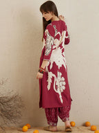 Indo Era Floral Printed V-Neck Sequinned A-Line Kurta with Salwar - Distacart