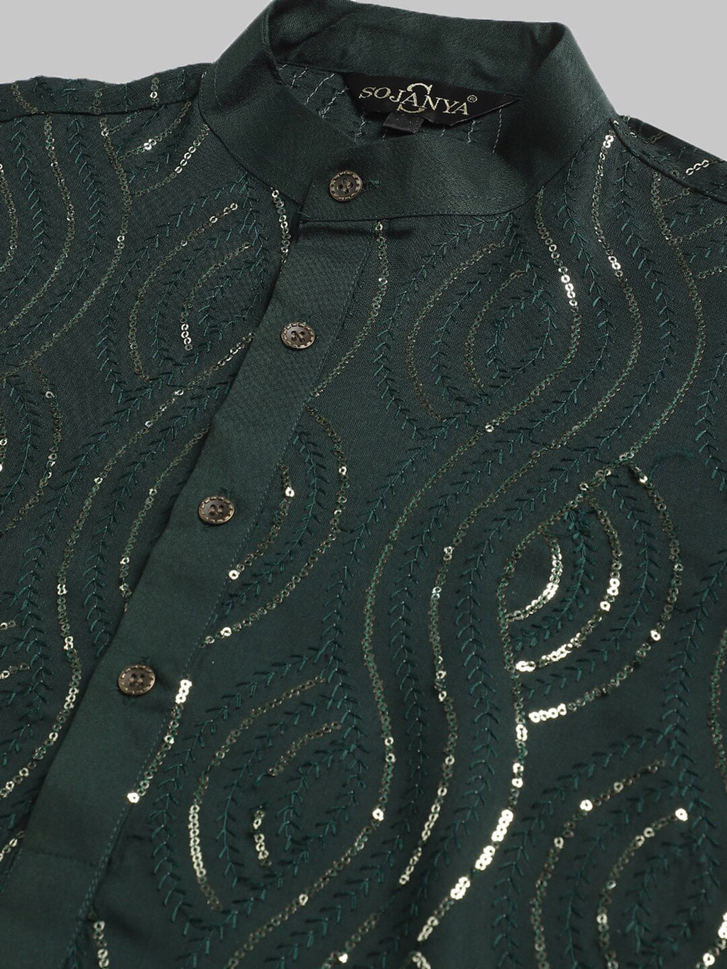 Sojanya Band Collar Sequined Pure Cotton Kurta