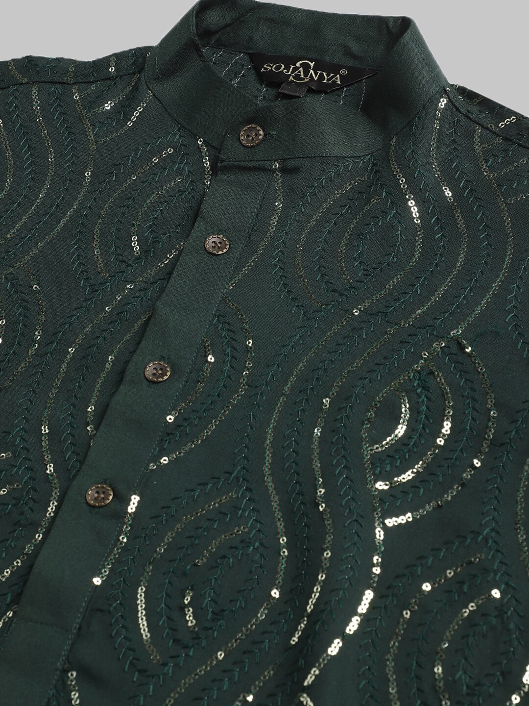 Sojanya Band Collar Sequined Pure Cotton Kurta
