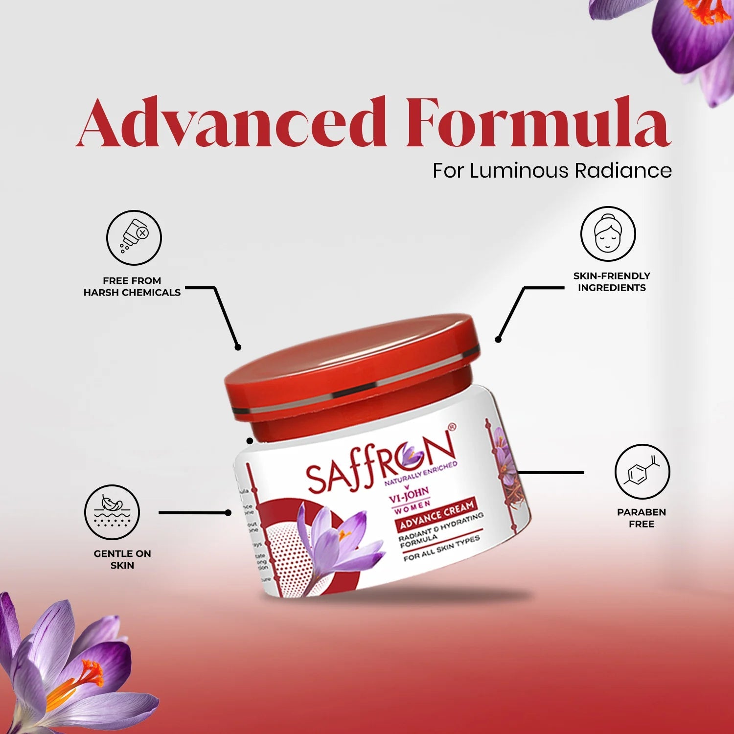 VI-JOHN Women Saffron Advance Skin Fairness Cream with Vitamin E & Mulberry Extracts - Distacart