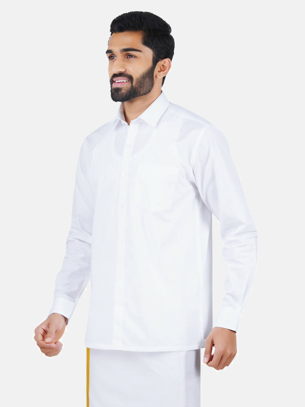 Ramraj Cotton Mens Full Sleeve Formal 100 % Cotton White Shirt