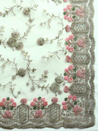 kasee Floral Embroidered Zari Net Saree - Distacart
