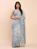 Shree Shyam Fashion Linen Cotton Grey Saree - Distacart