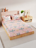 BIANCA Coral & Orange Floral 186 TC King Bedsheet with 2 Pillow Covers