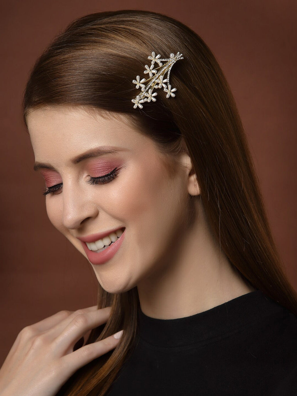 Panash Women Gold-Toned Embellished Alligator Hair Clip - Distacart