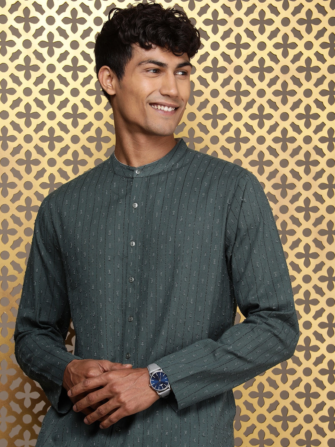 House of Pataudi Woven Design Straight Jashn Kurta