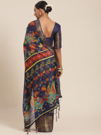 Saree Mall Navy Blue Kalamkari Saree - Distacart