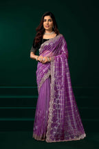 Joban Fashion Lavender Net Party Wear Sarees - Distacart