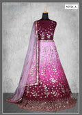 Maroon Net Thread With Sequence Work Lahenga Choli - Nimaya Ishani