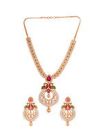 Saraf RS Jewellery Gold-Plated Green & Pink American Diamond Studded & Beaded Handcrafted Jewellery Set - Distacart