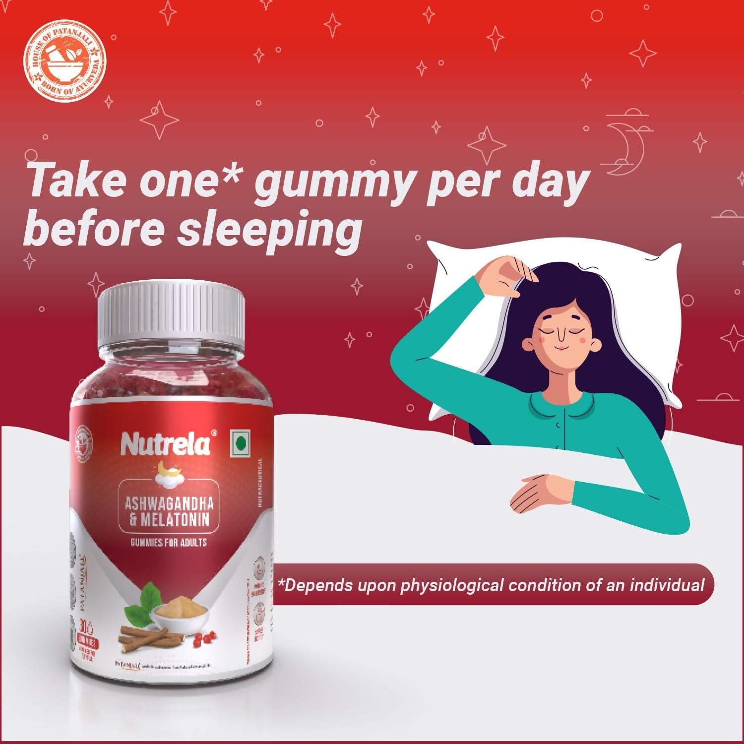Patanjali Nutrela Ashwagandha & Melatonin Gummies - Distacart