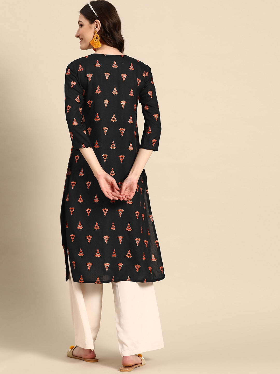 Sangria Floral Yoke Printed Mirror Work Kurta