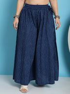 TAG 7 Plus Size Polka Dot Printed Pure Cotton Flared Ethnic Palazzo