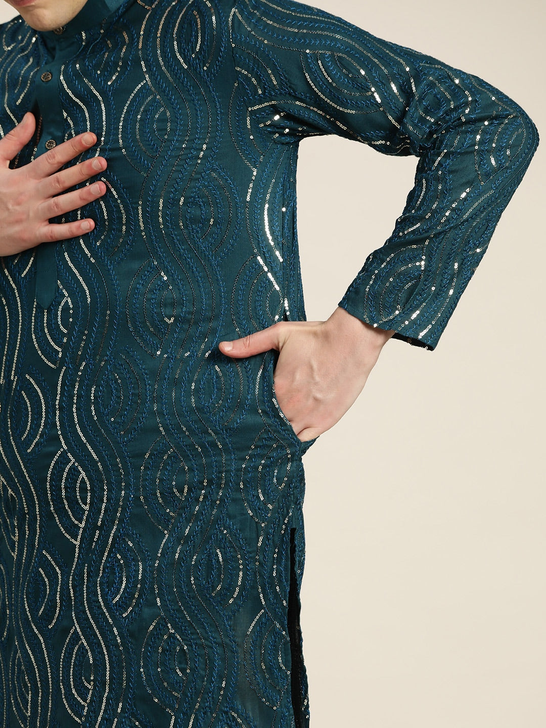 Sojanya Men Quirky Embroidered Sequinned Kurta