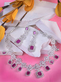 Saraf RS Jewellery Rhodium-Plated Pink AD studded Jewellery Set - Distacart