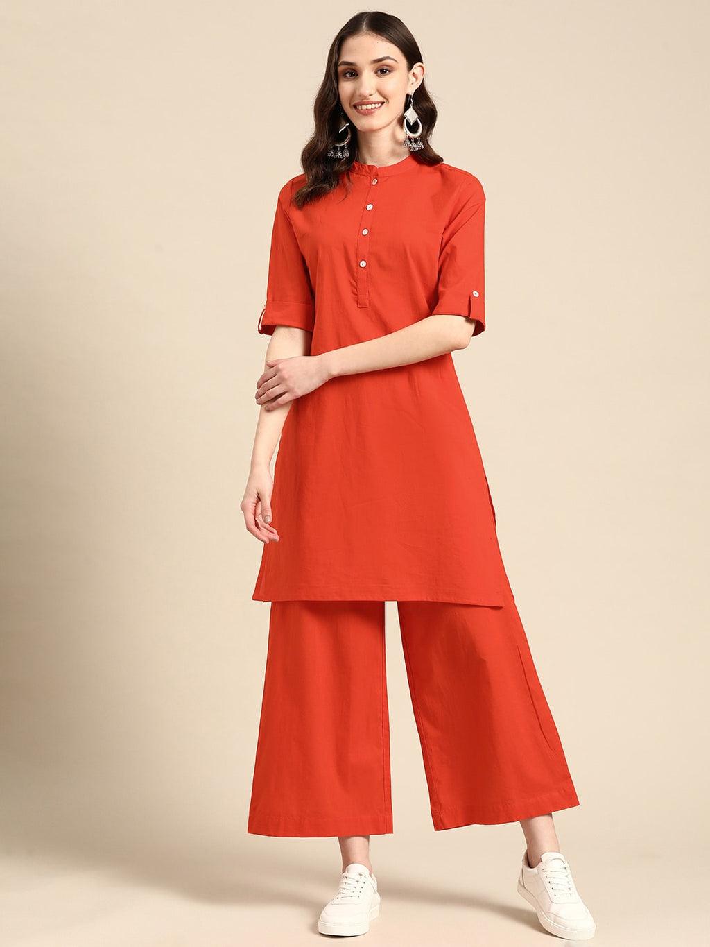 Sangria Women Pure Cotton Kurta with Palazzos