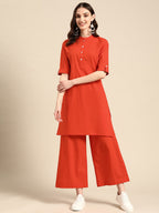 Sangria Women Pure Cotton Kurta with Palazzos