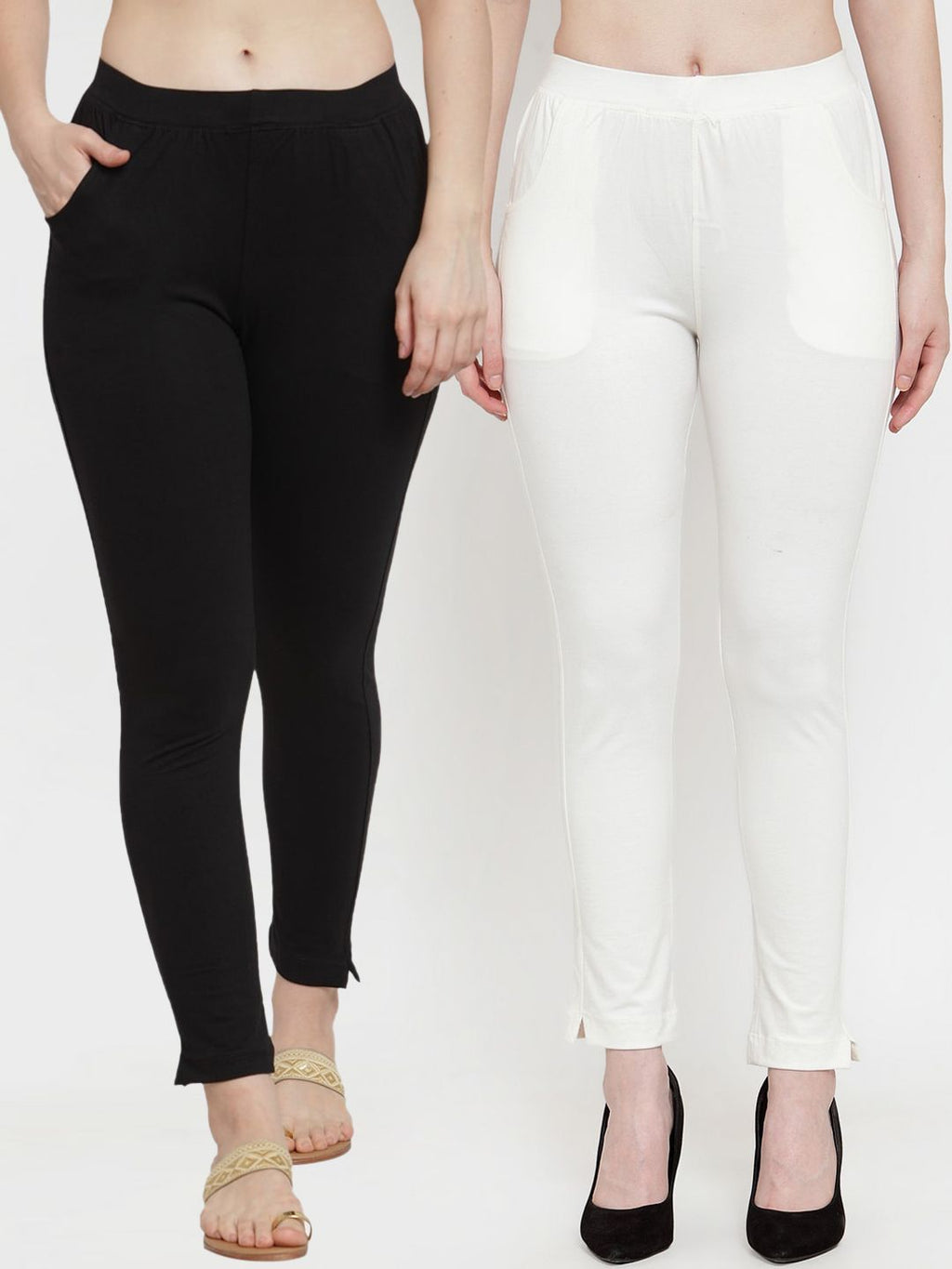 TAG 7 Women Pack Of 2 Solid Ankle-Length Straight-Fit Leggings
