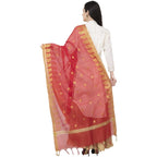 A R SILK VNS Ambi Border Fancy Dupatta Red Color Dupatta or Chunni