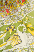 Vastranavya Yellow Digital Printed Linen Ready To Wear Designer Saree with Unstitched Blouse - Distacart