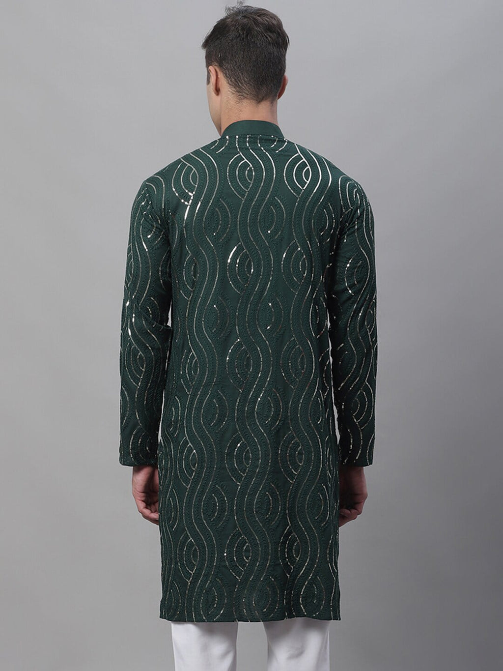 Sojanya Band Collar Sequined Pure Cotton Kurta